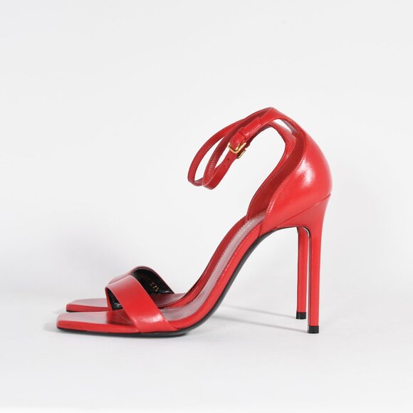 Saint Laurent Amber 85 Red Leather Sandals – Iconic and Elegant Design - Picture 5 of 15